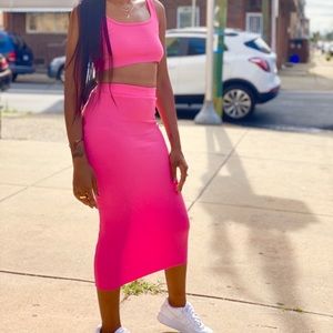 hot pink 2 piece outfit